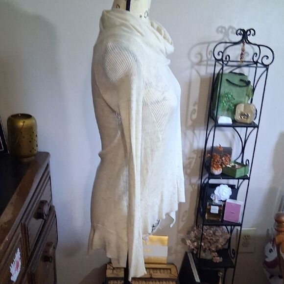 Anthropologie Sleeping On Snow Cream Women's Cowlneck Light Sweater Top S/P - Picture 4 of 13